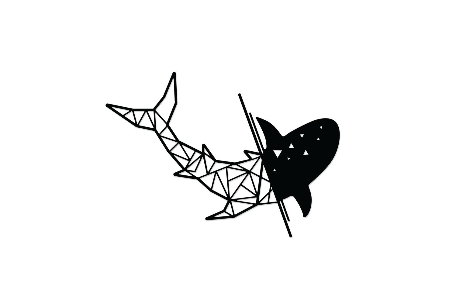 Decortie | Shark Metal Wall Art Sculpture | Black | 45 x 64 cm