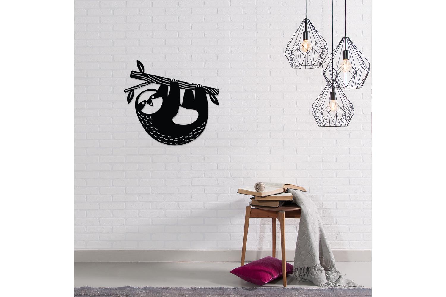 Decortie | Slothy Metal Wall Art | Black | 45 x 50 cm