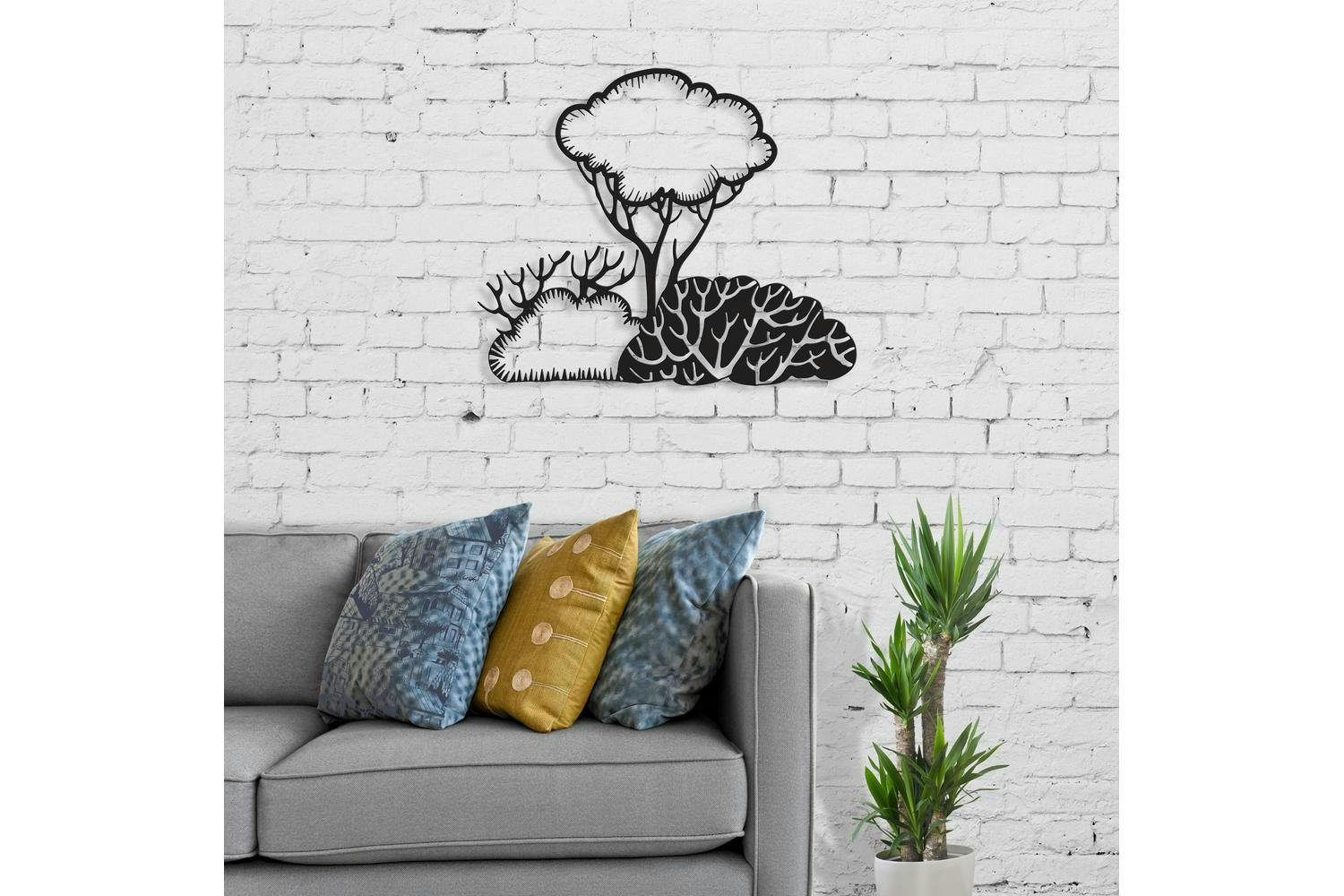 Decortie | Bushes Metal Wall Sculpture | Black | 46 x 55 cm