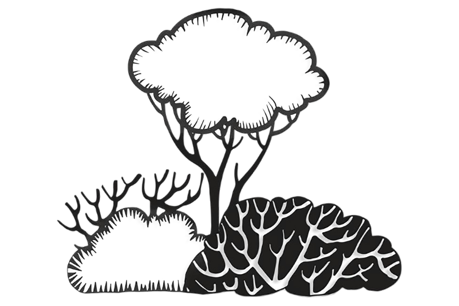 Decortie | Bushes Metal Wall Sculpture | Black | 46 x 55 cm