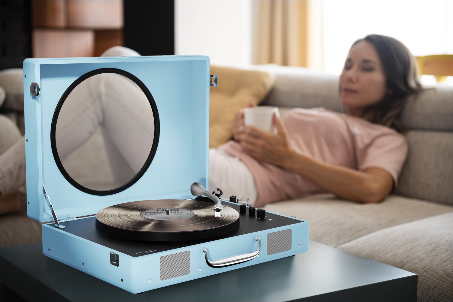 Mixx Revival 65 Vinyl Record Player | MRRP-65-BL-465 | Turquoise Blue