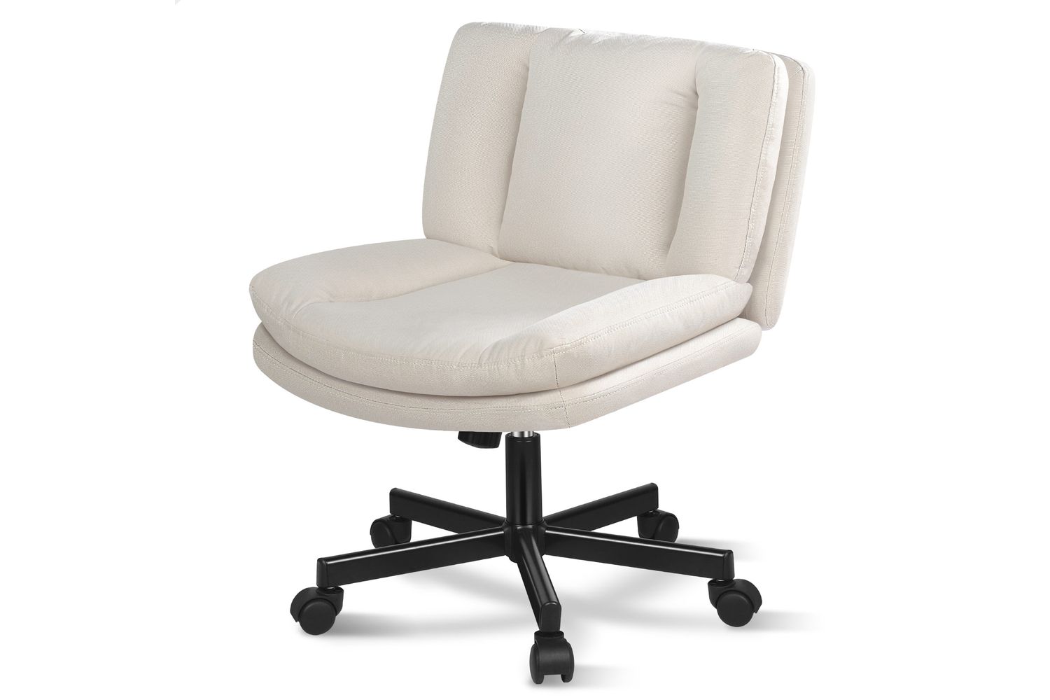 Elfordson Armless Office Chair | Fabric | Wide Seat | Beige