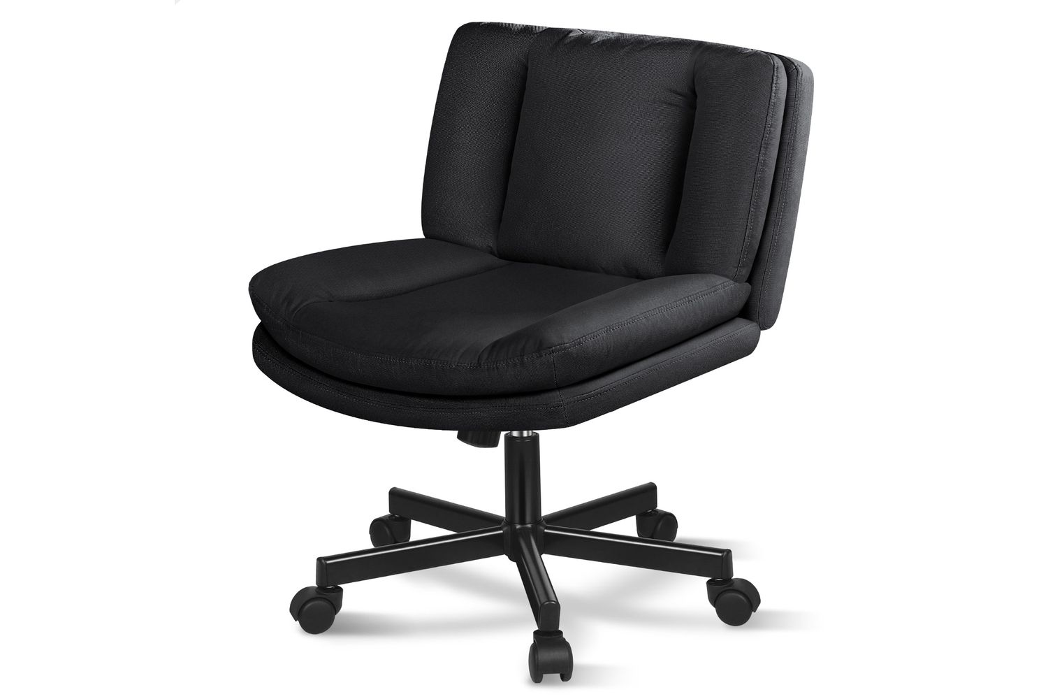 Elfordson Armless Office Chair | Fabric | Black | Wide Seat