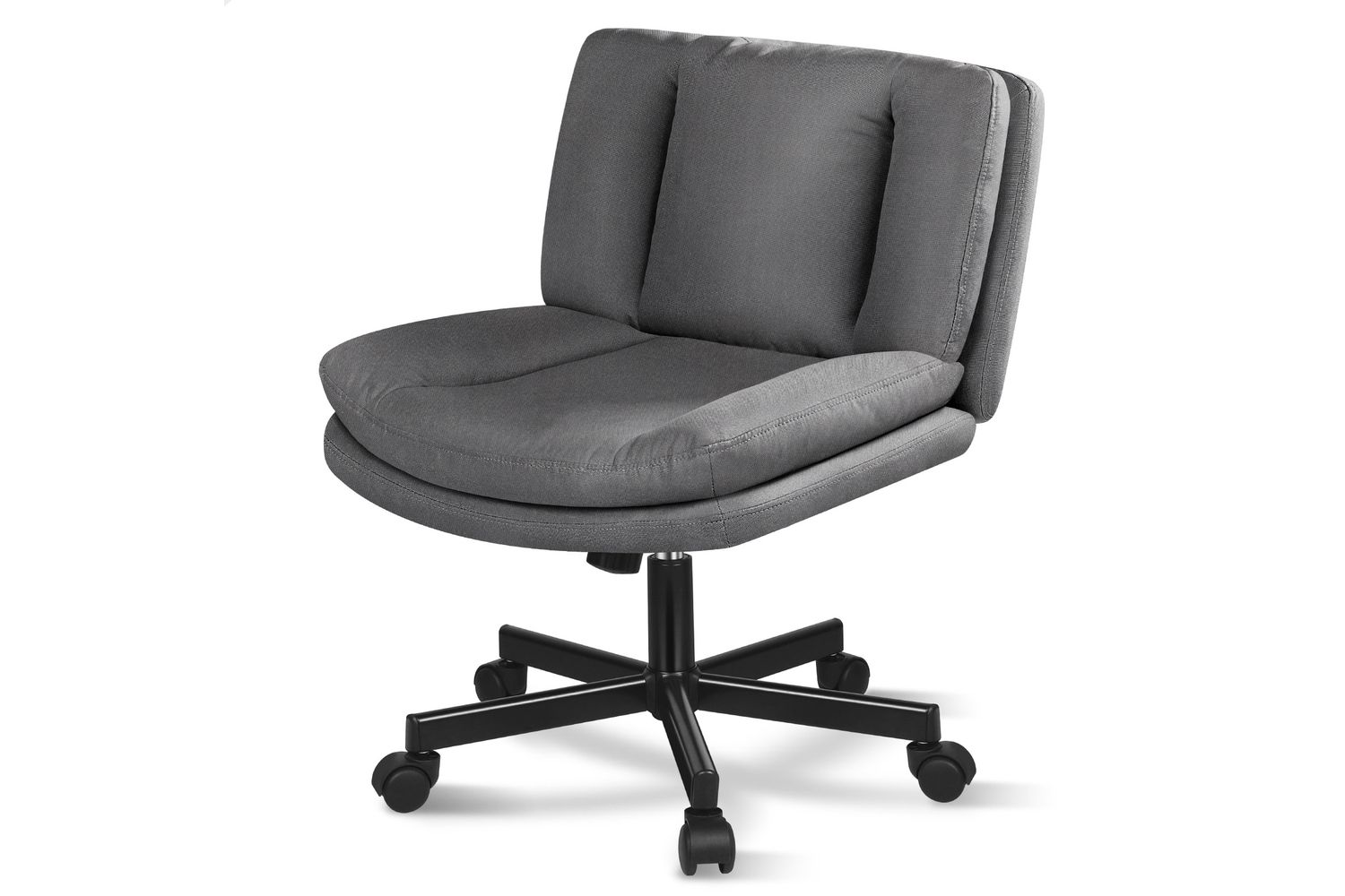 Elfordson Armless Office Chair | Fabric | Grey | Wide Seat