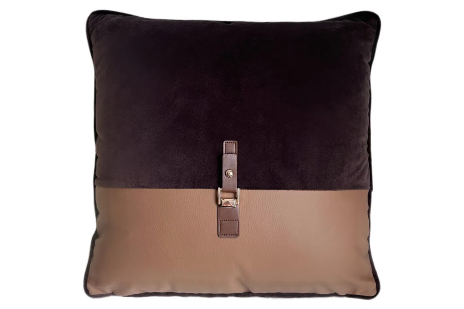 Paul Moneypenny Buckle-Up Cushion | Chocolate | 45 x 45 cm