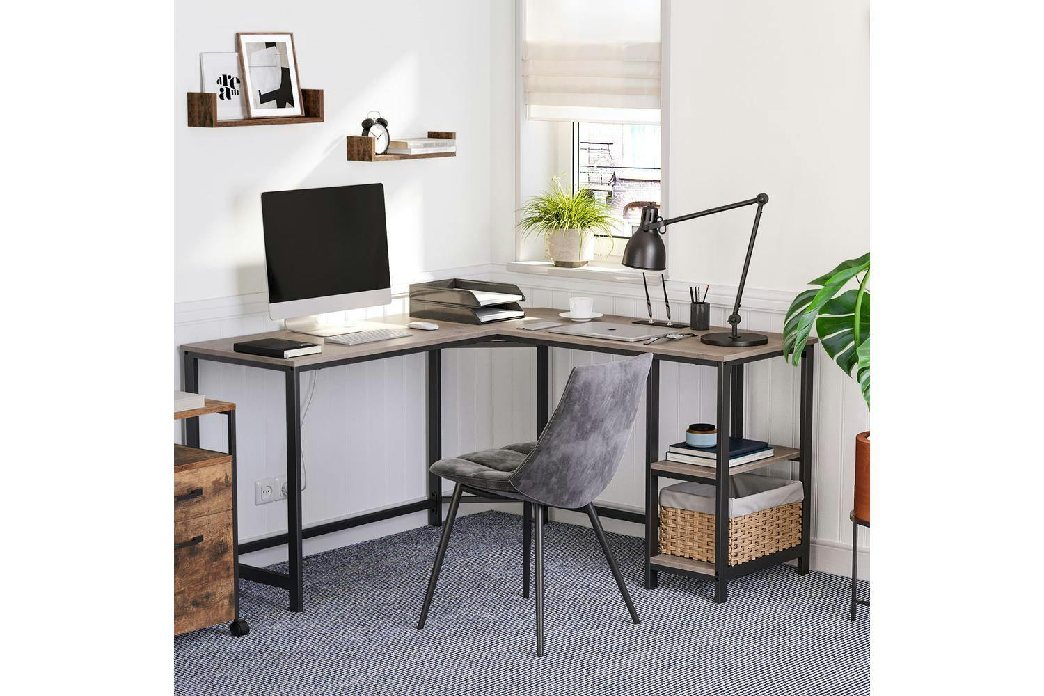 Computer Desk | Home Office Desk | Particleboard And Steel | 138 X 138 X 75 Cm