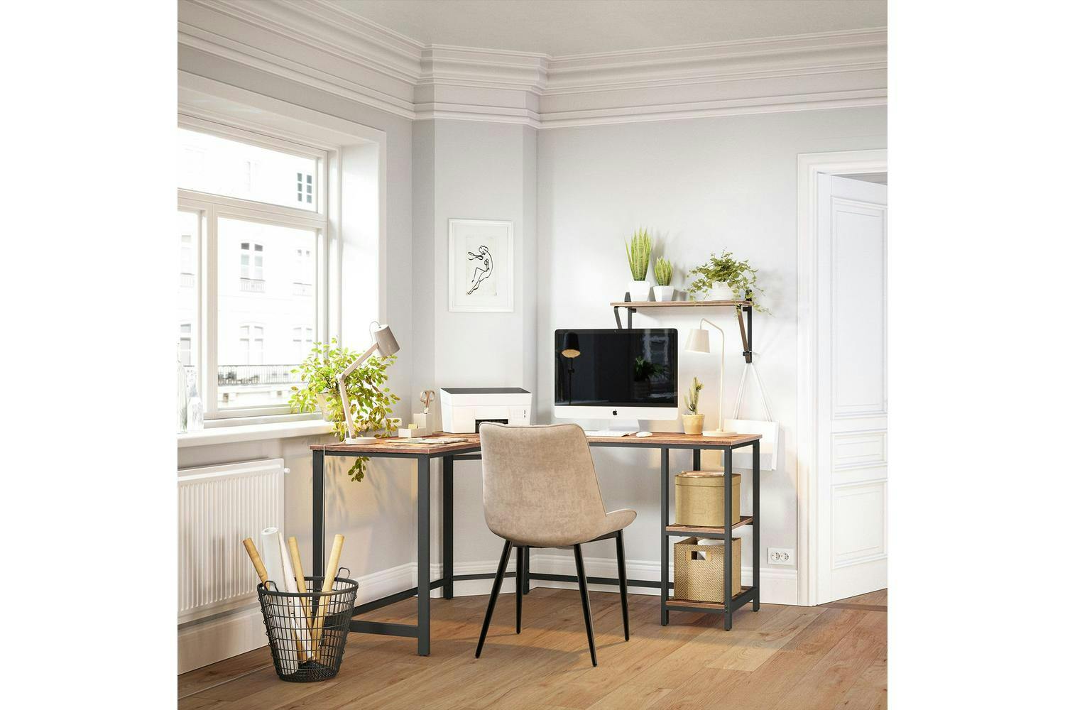 Computer Desk | Home Office Desk | Particleboard And Steel | 138 X 138 Cm