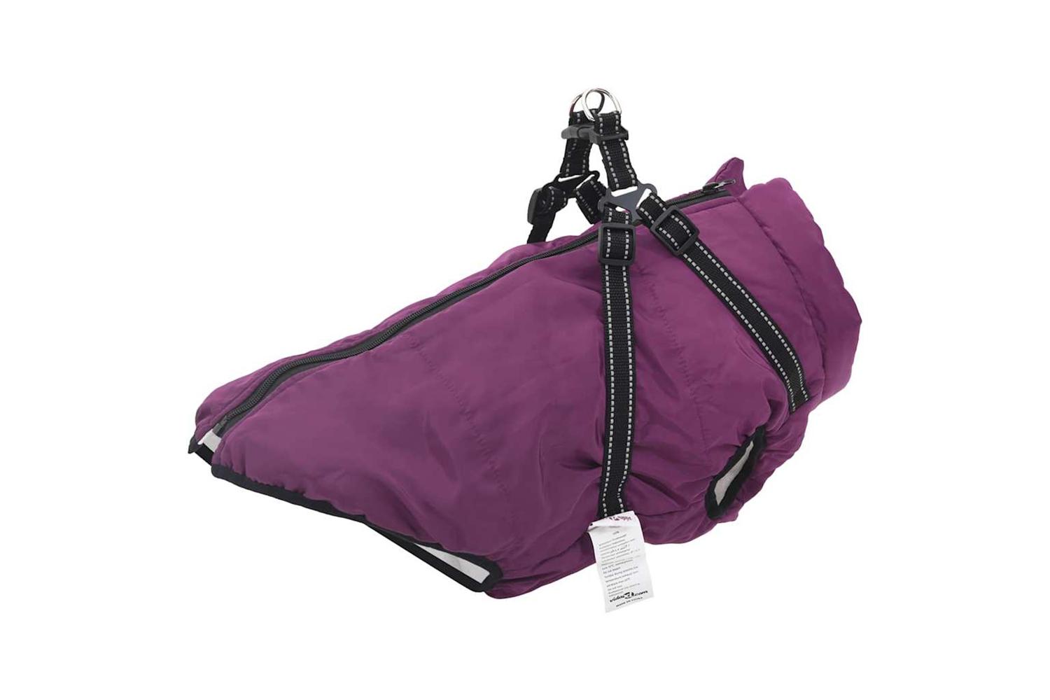 Vidaxl Dog Coat With Harness Purple 5xl Fleece And Polyester