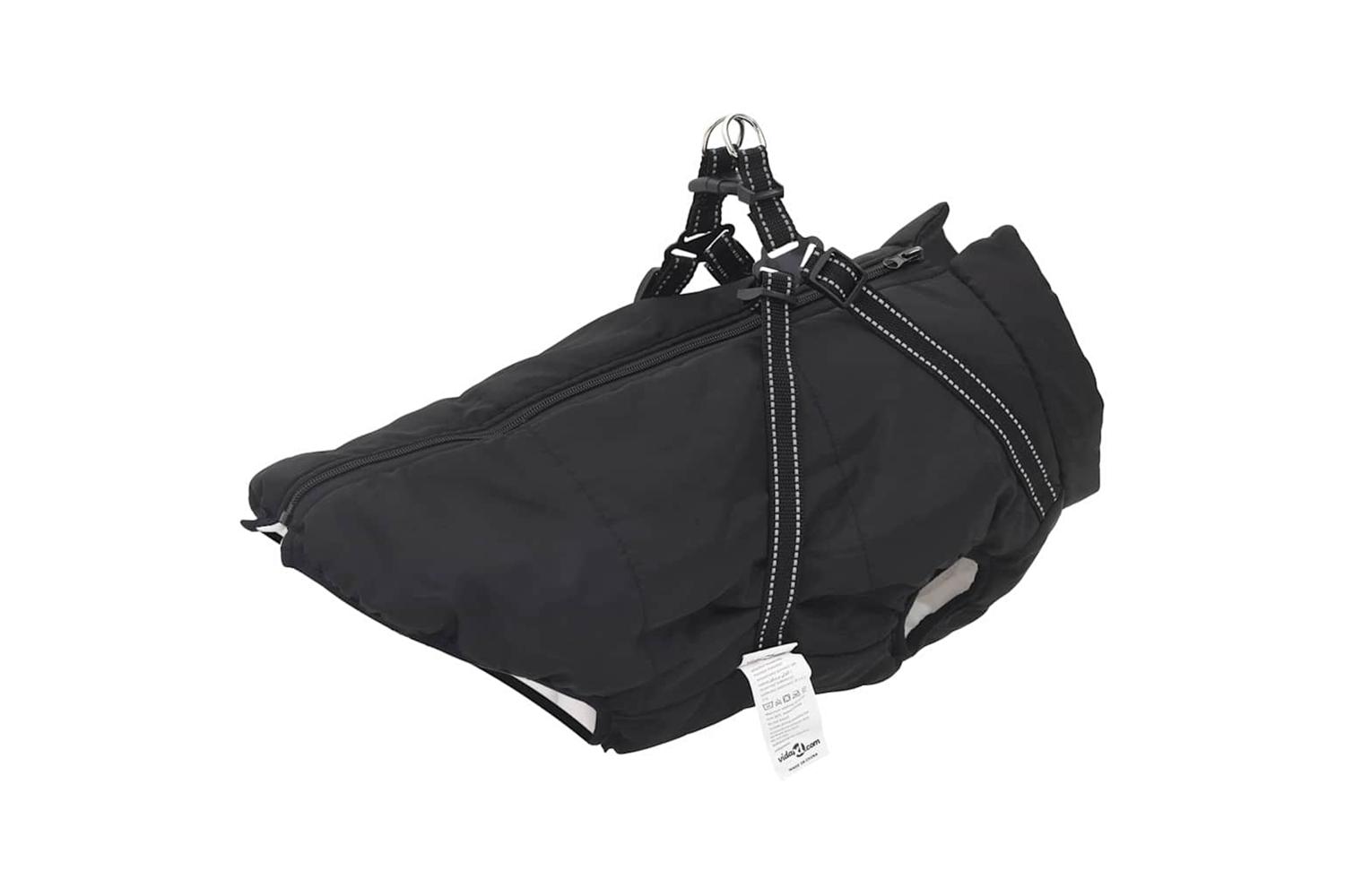 Vidaxl Dog Coat With Harness Black 6xl Fleece And Polyester