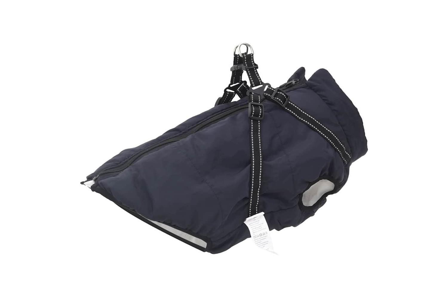 Vidaxl Dog Coat With Harness Navy Blue 6xl Fleece And Polyester