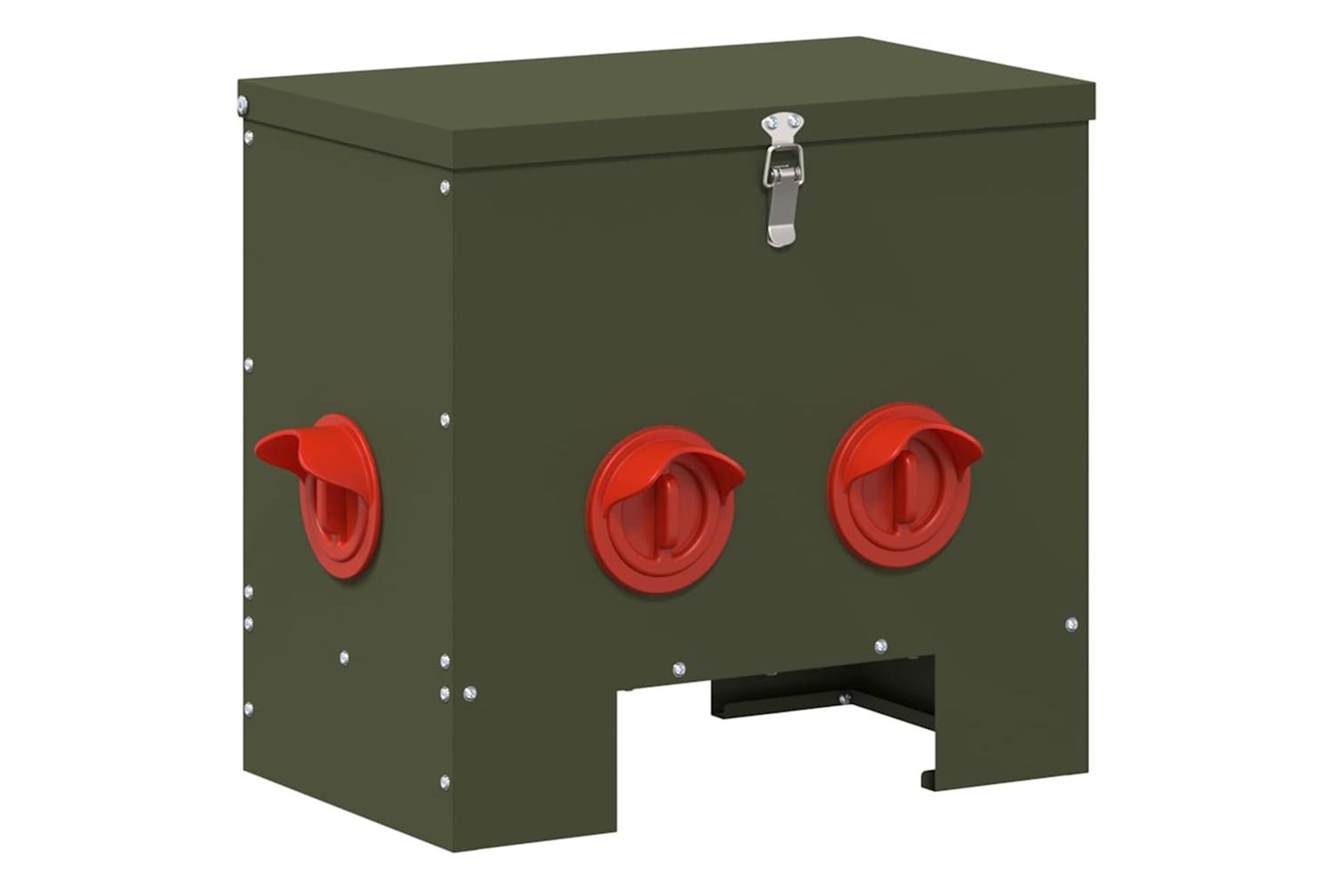 Vidaxl Chicken Feeder Olive Green 405 X 25 X 38 Cm Cold-rolled Steel