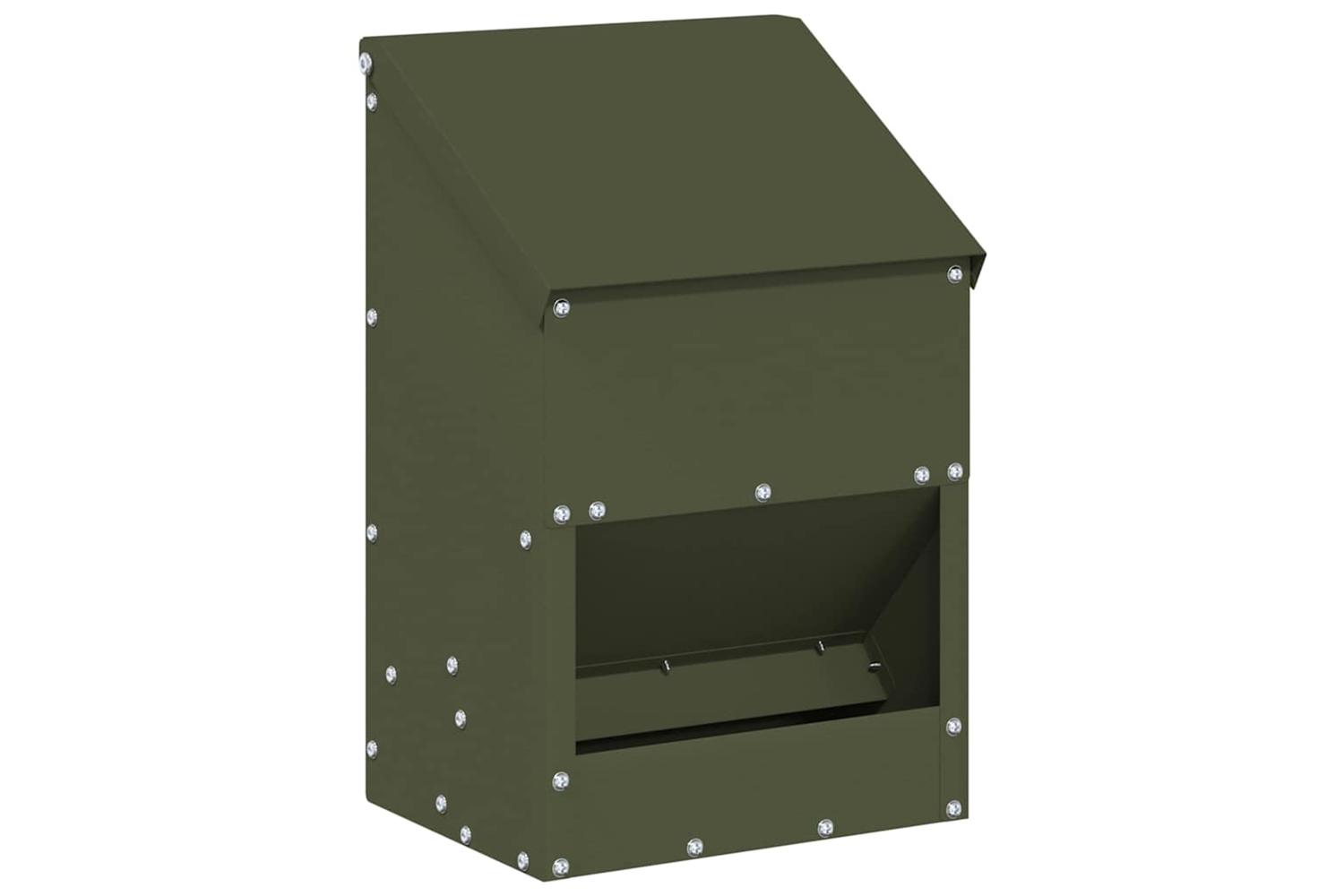 Vidaxl Chicken Feeder Olive Green 21 X 16 X 33 Cm Cold-rolled Steel