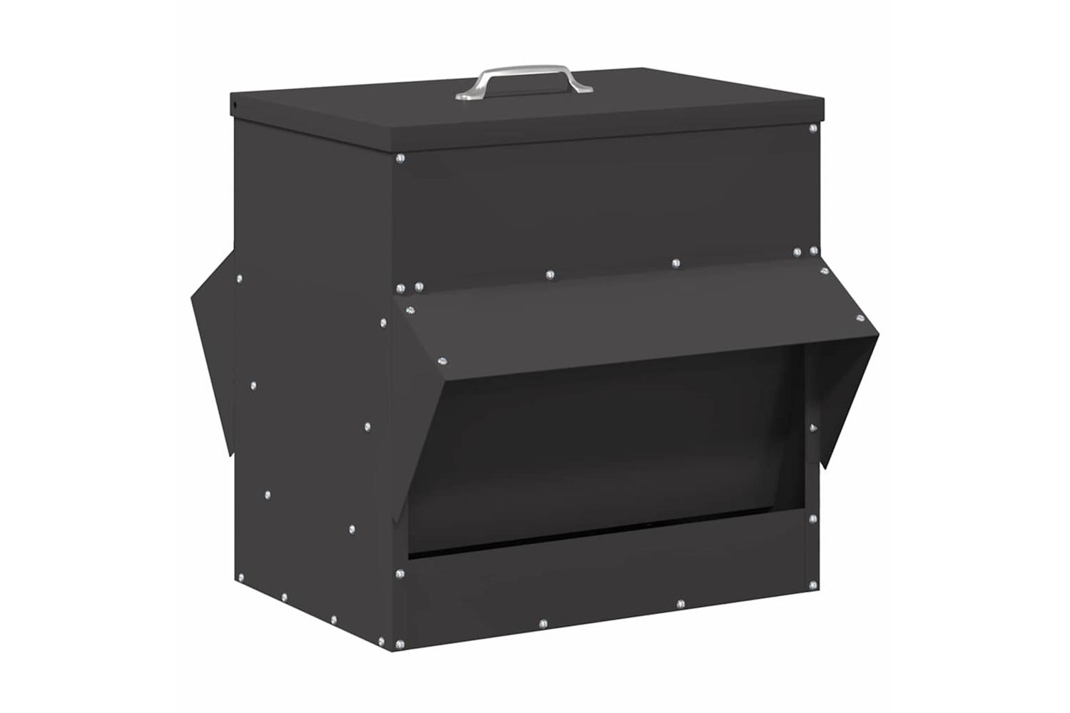 Vidaxl Chicken Feeder Black 405 X 45 X 41 Cm Cold-rolled Steel