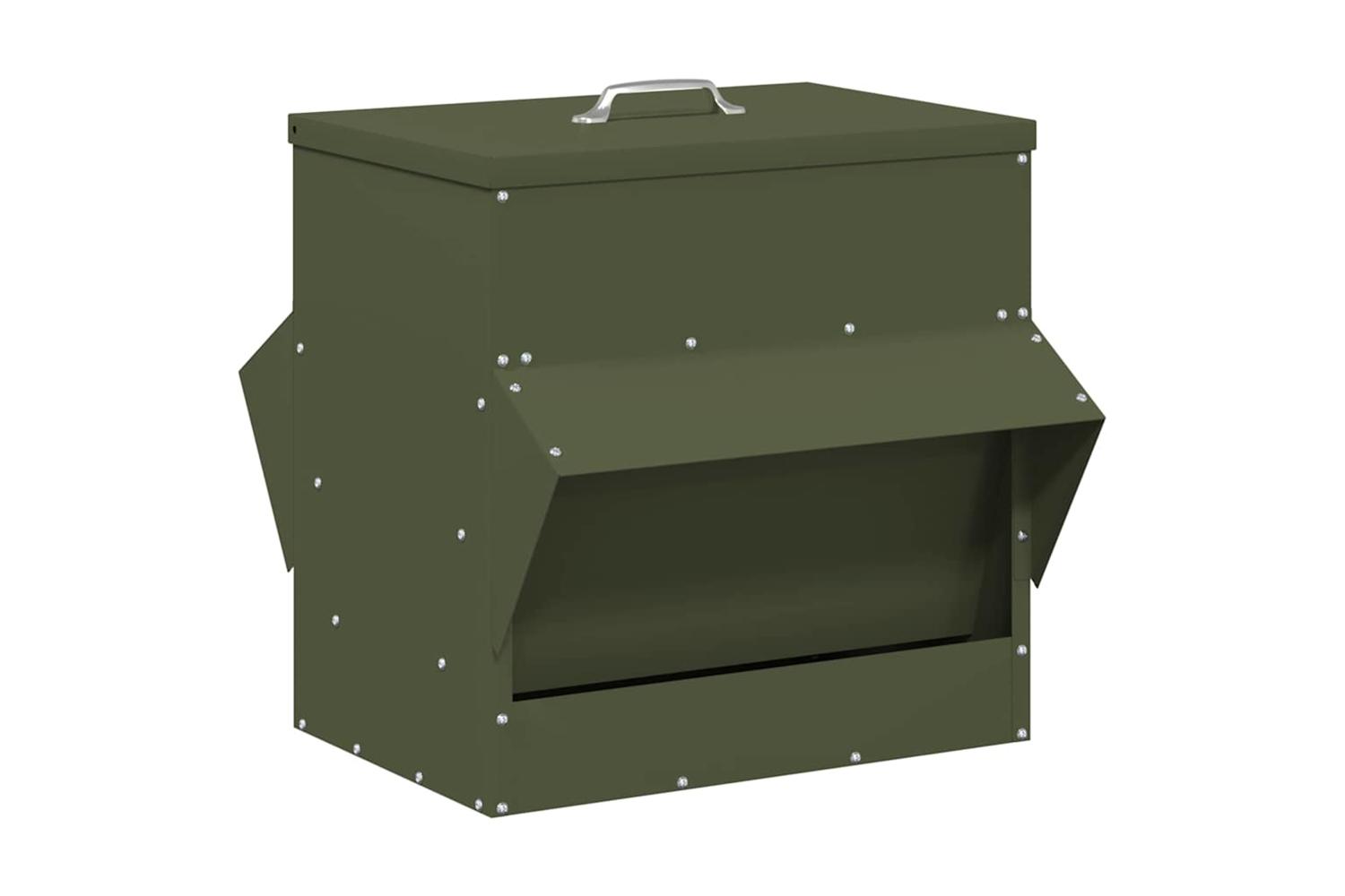 Vidaxl Chicken Feeder Olive Green 405 X 45 X 41 Cm Cold-rolled Steel