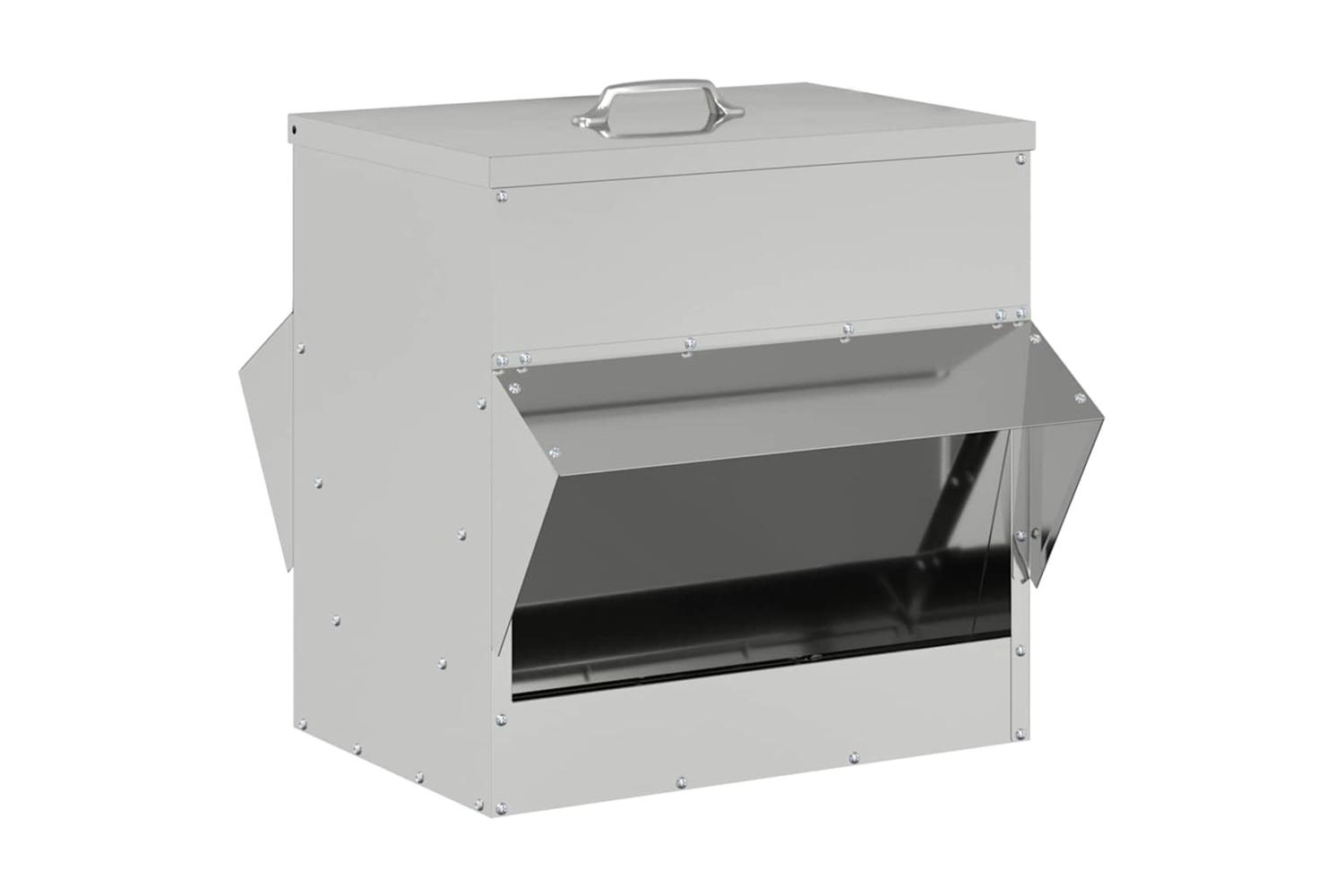 Vidaxl Chicken Feeder Silver 405 X 45 X 41 Cm Galvanised Steel