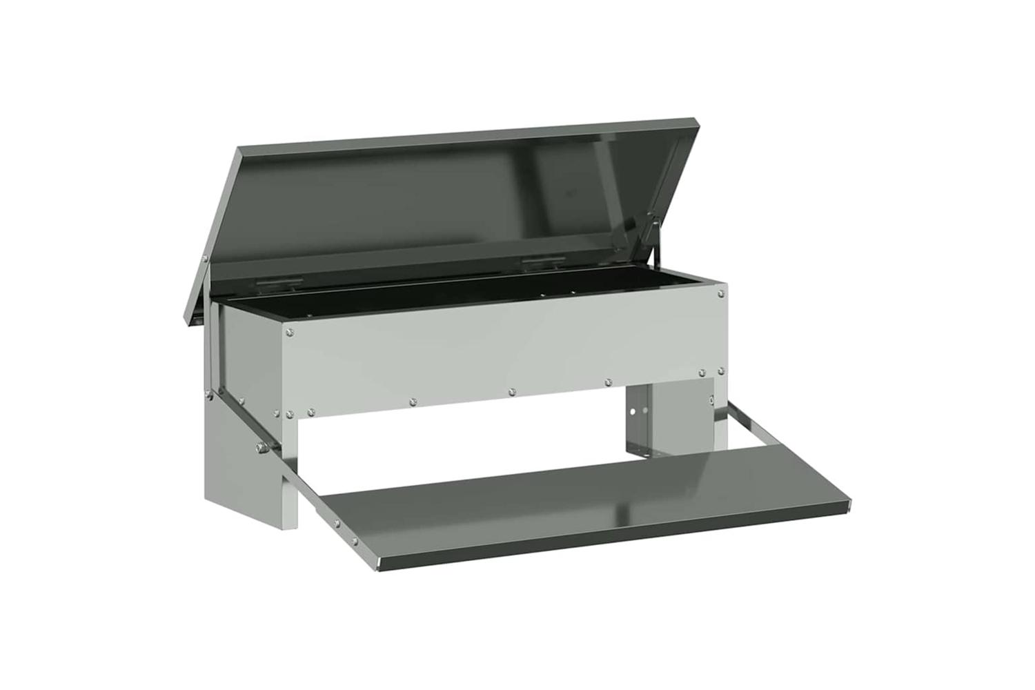 Vidaxl Chicken Treadle Feeder Silver 485 X 395 X 19 Cm