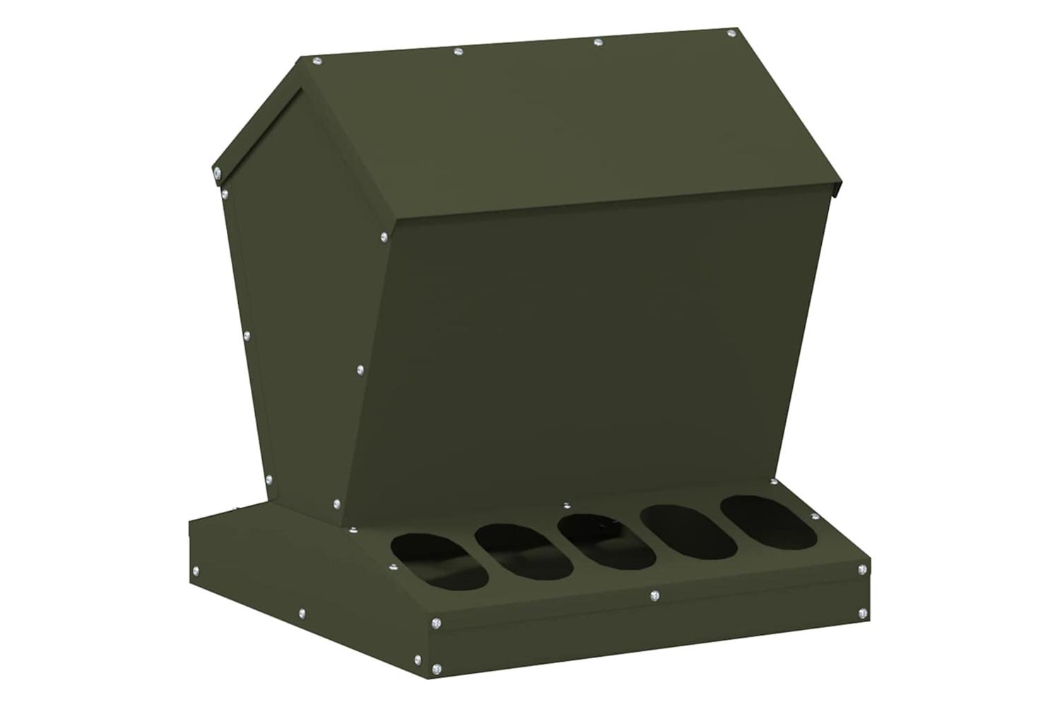 Vidaxl Chicken Feeder Olive Green 40 X 40 X 45 Cm Cold-rolled Steel