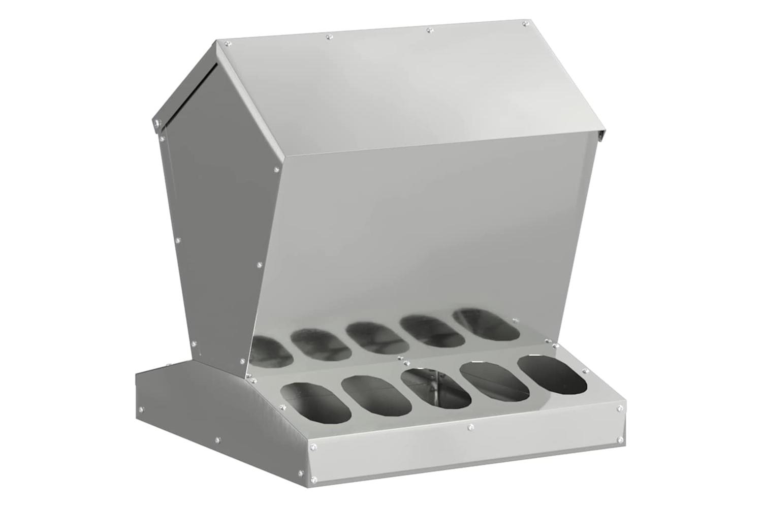 Vidaxl Chicken Feeder Silver 40 X 40 X 45 Cm Galvanised Steel