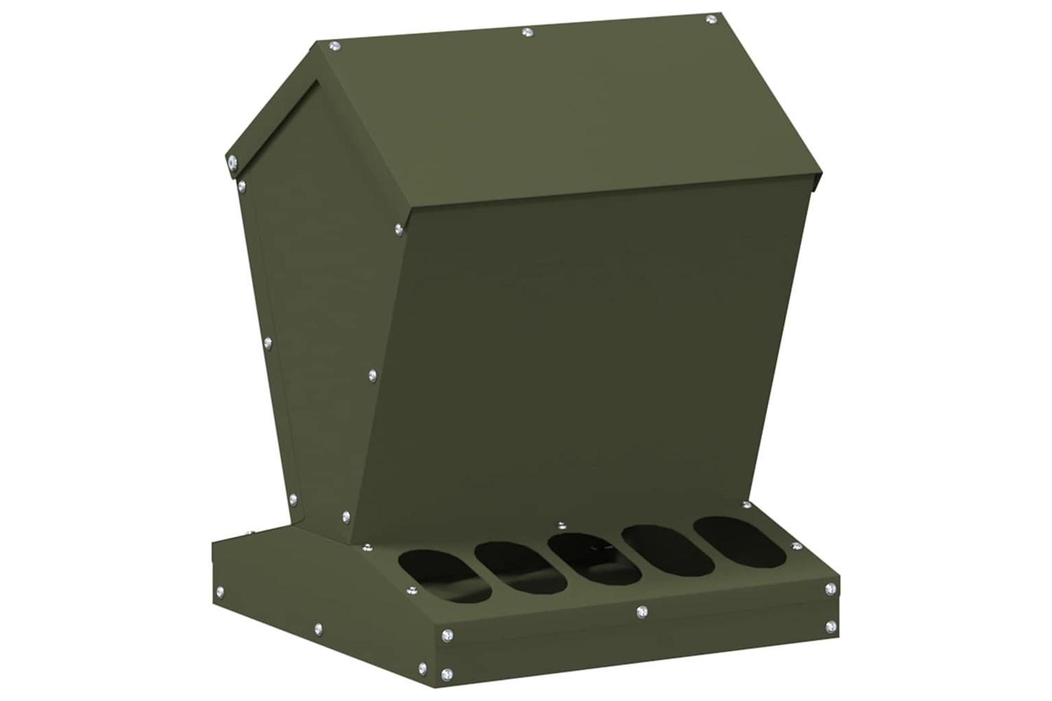 Vidaxl Chicken Feeder Olive Green 30 X 30 X 39 Cm Cold-rolled Steel