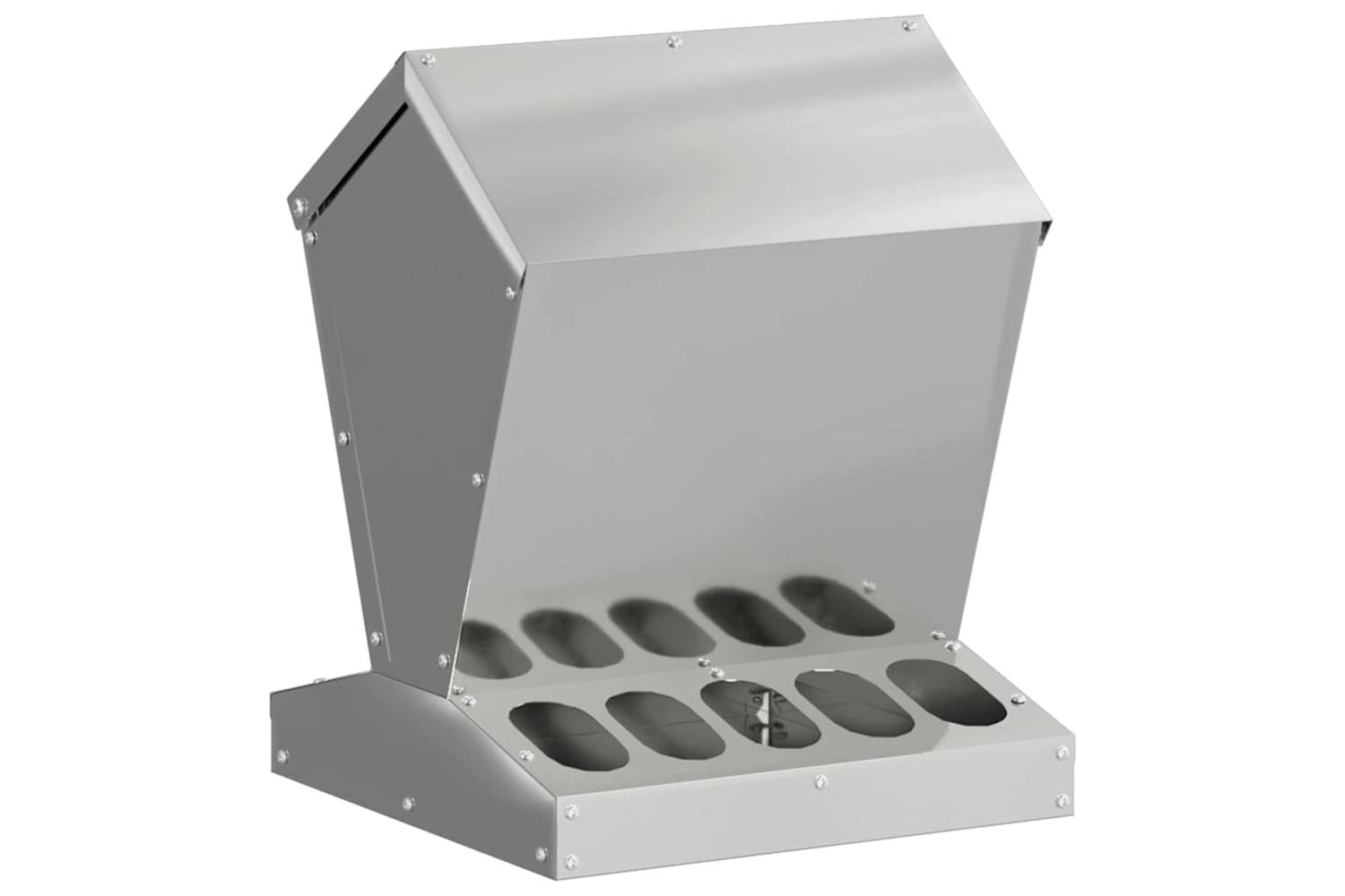 Vidaxl Chicken Feeder Silver 30 X 30 X 39 Cm Galvanised Steel