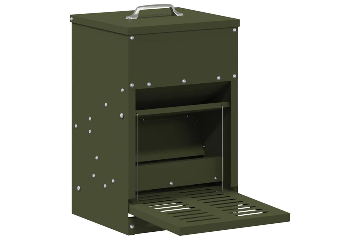 Vidaxl Chicken Treadle Feeder Olive Green 25 X 42 X 40 Cm
