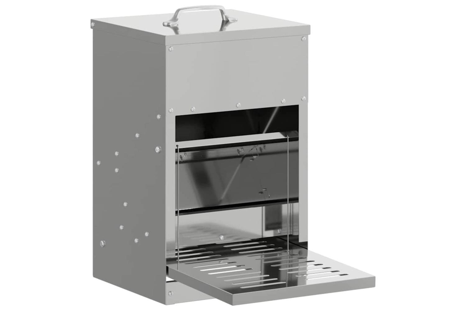 Vidaxl Chicken Treadle Feeder Silver 25 X 42 X 40 Cm Galvanised Steel