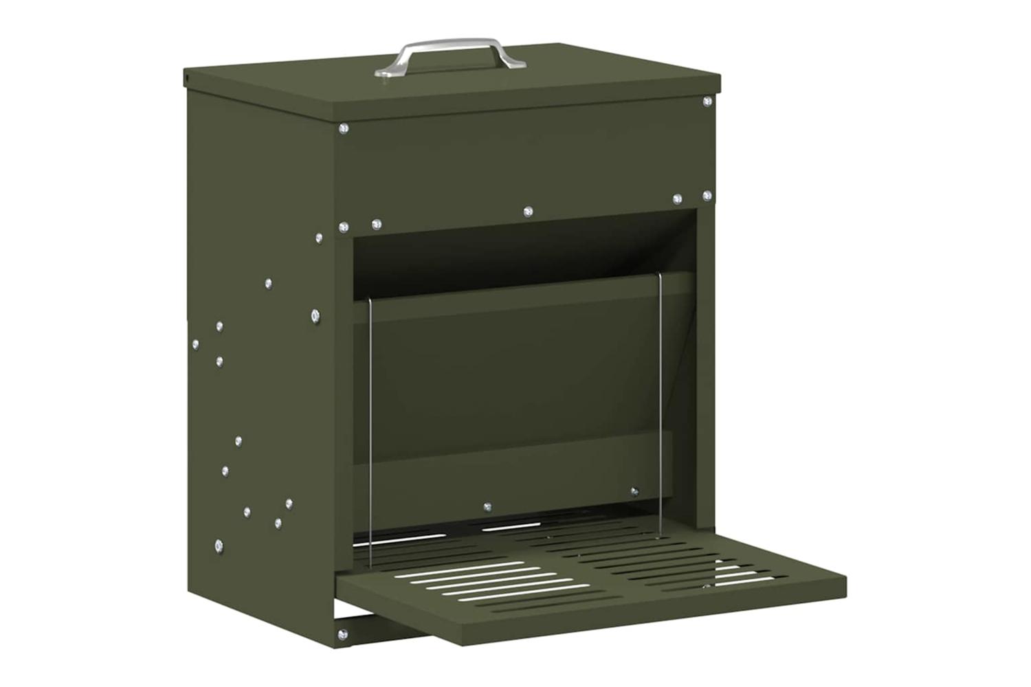 Vidaxl Chicken Treadle Feeder Olive Green 33 X 42 X 40 Cm