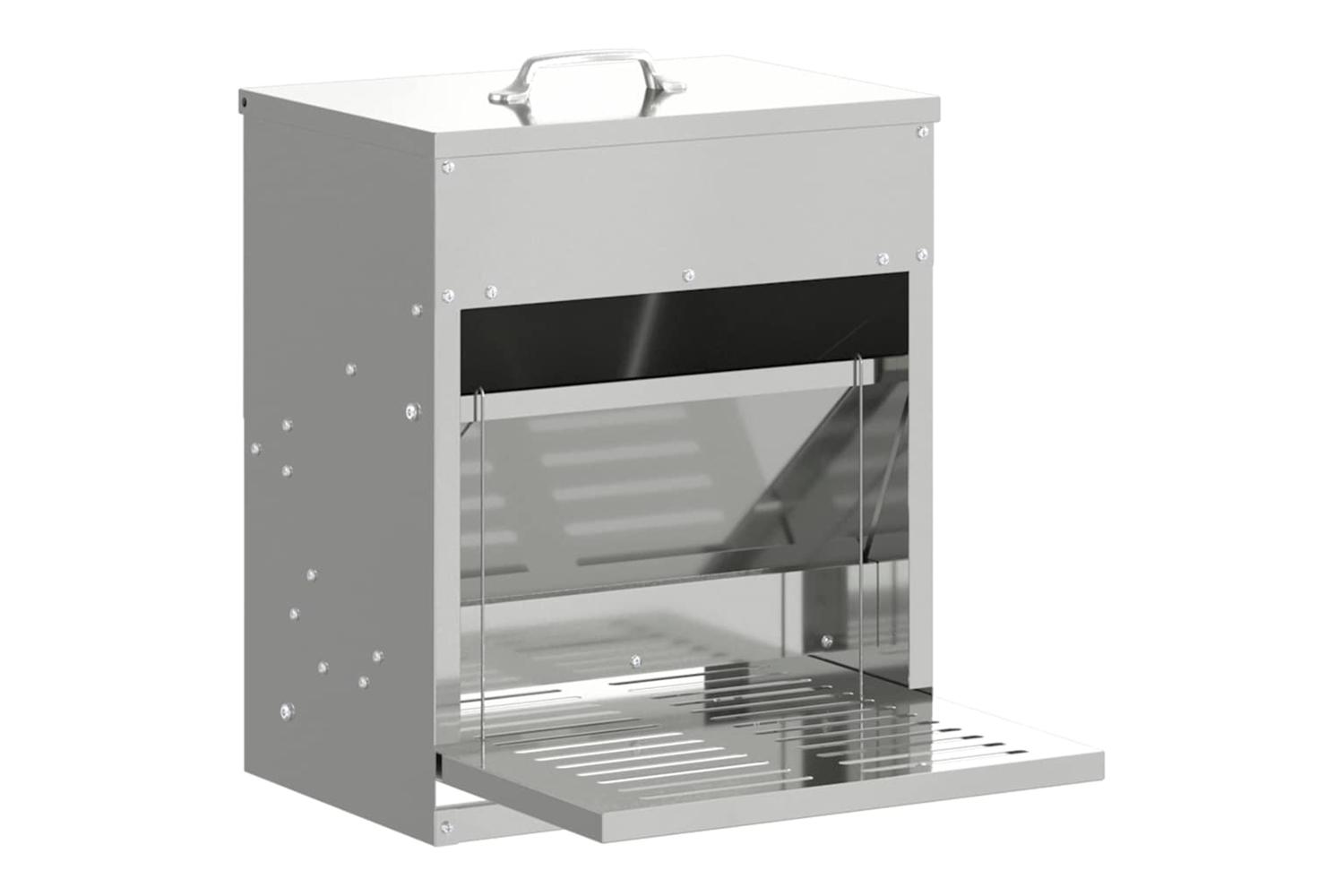 Vidaxl Chicken Treadle Feeder Silver 33 X 42 X 40 Cm Galvanised Steel