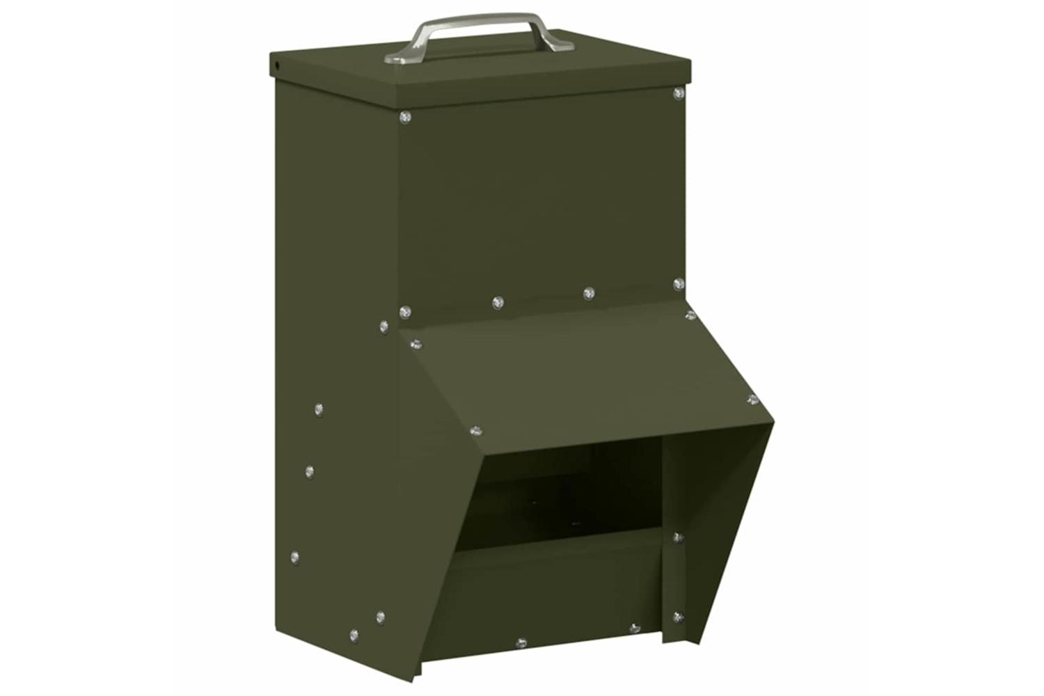 Vidaxl Chicken Feeder Olive Green 20 X 25 X35 Cm Cold-rolled Steel