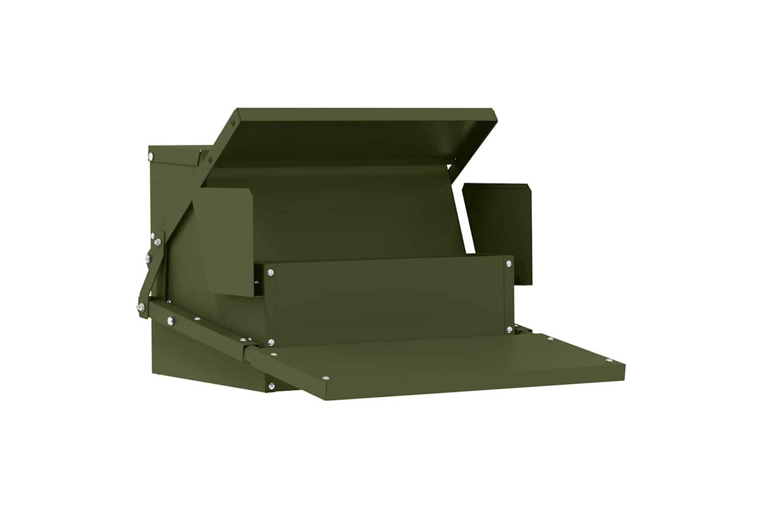 Vidaxl Chicken Treadle Feeder Olive Green 50 X 40 X 29 Cm