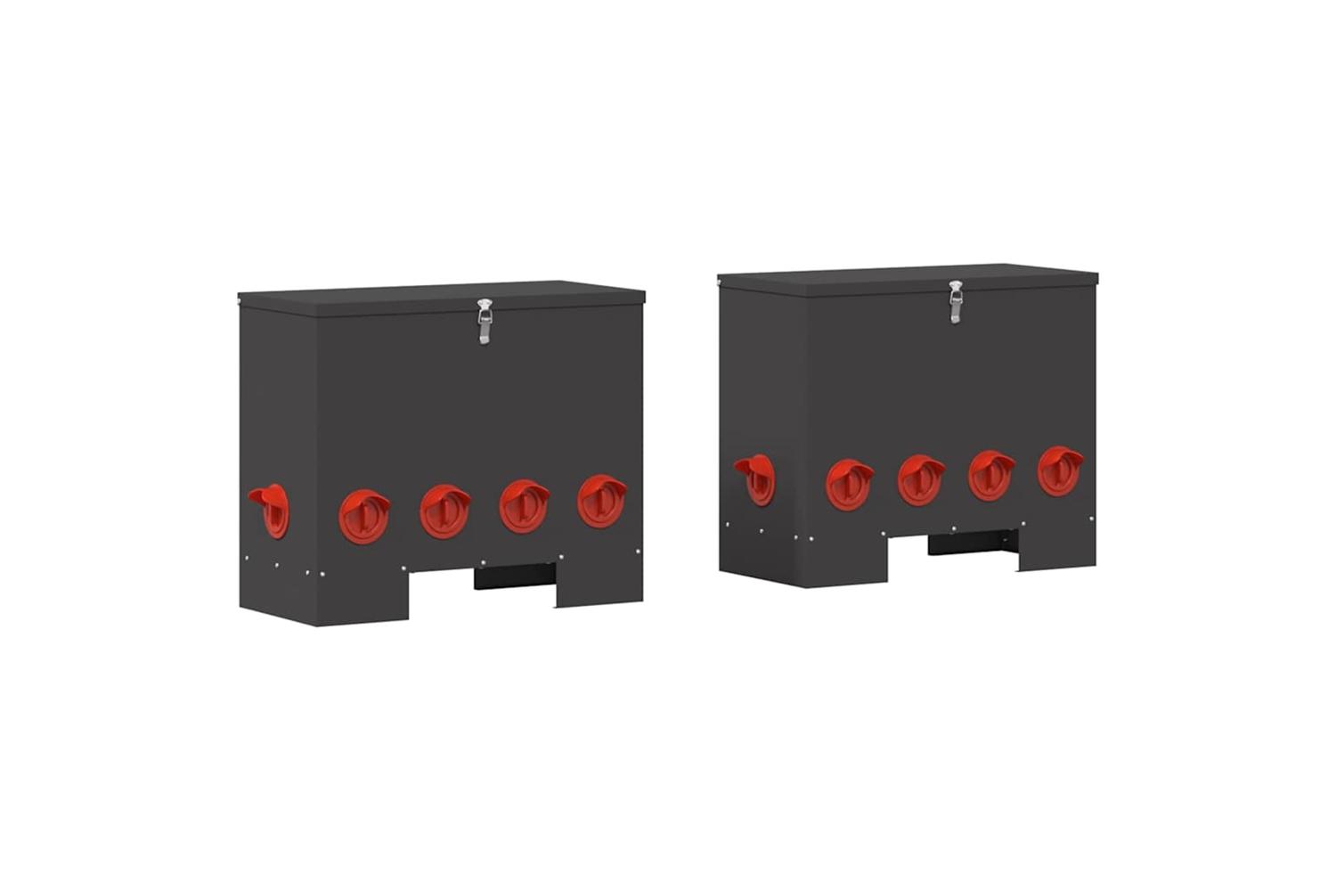 Vidaxl Chicken Feeder 2 Pcs Black 605 X 29 X 51 Cm Cold-rolled Steel