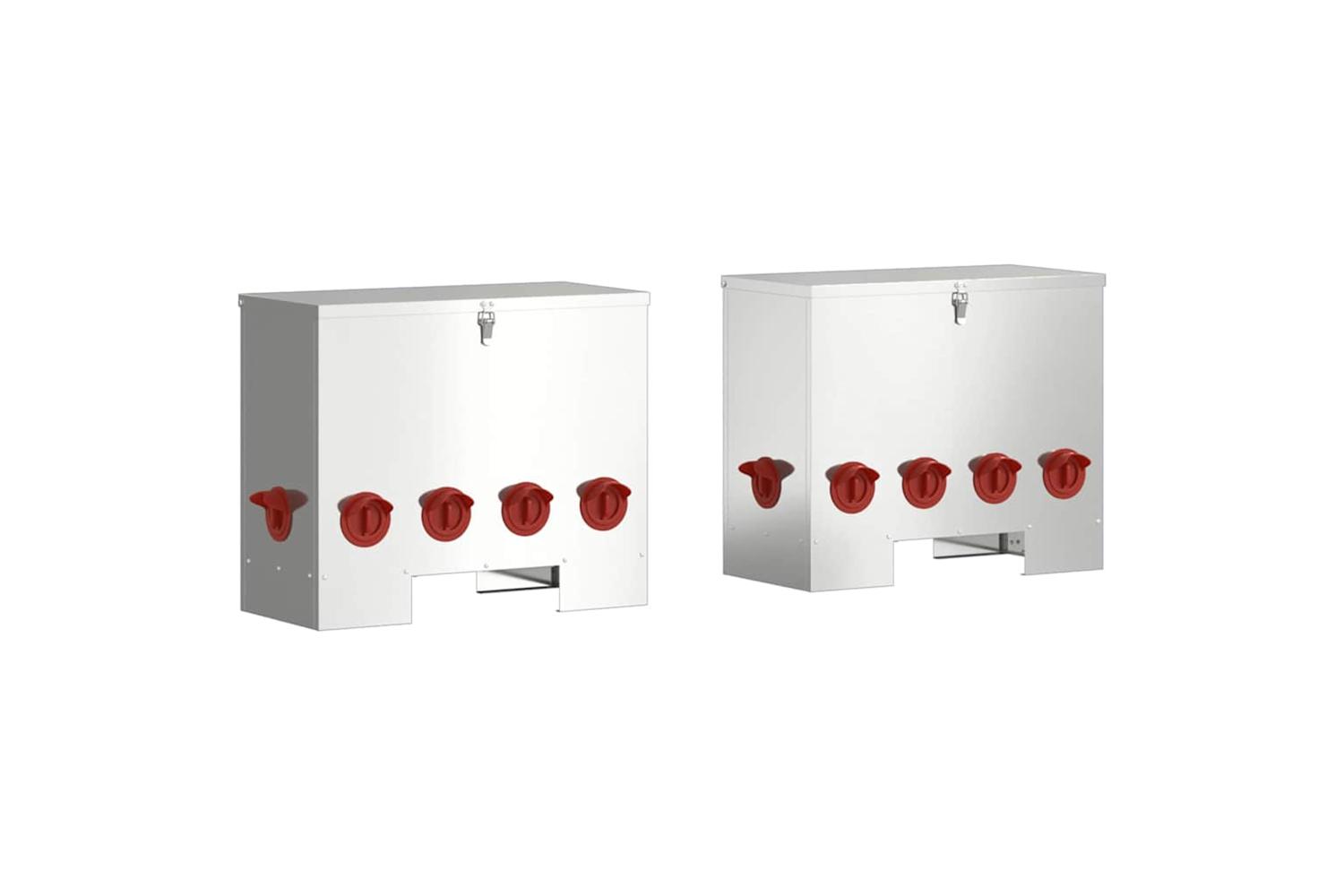 Vidaxl Chicken Feeder 2 Pcs Silver 605 X 29 X 51 Cm Galvanised Steel