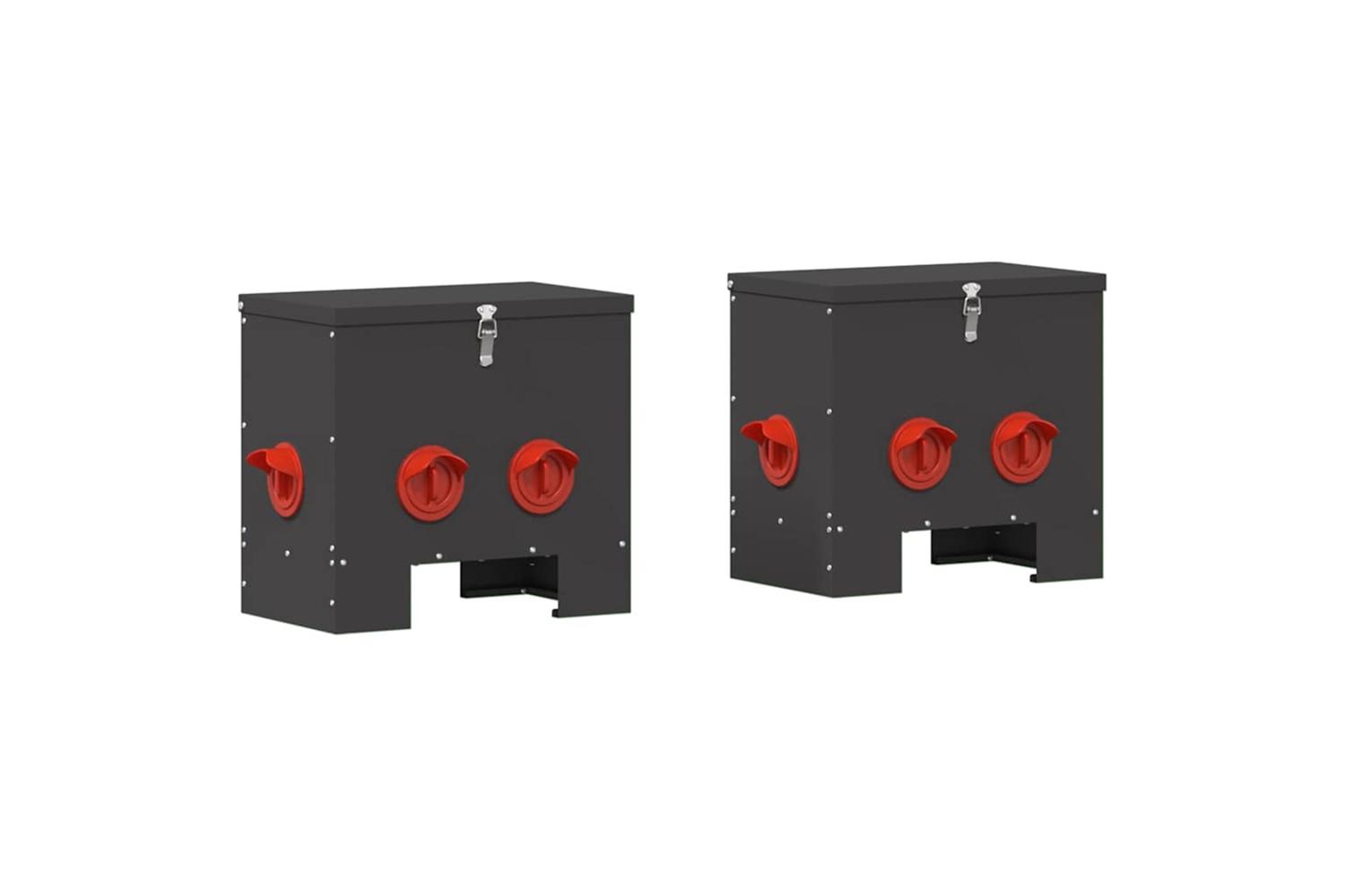 Vidaxl Chicken Feeder 2 Pcs Black 405 X 25 X 38 Cm Cold-rolled Steel