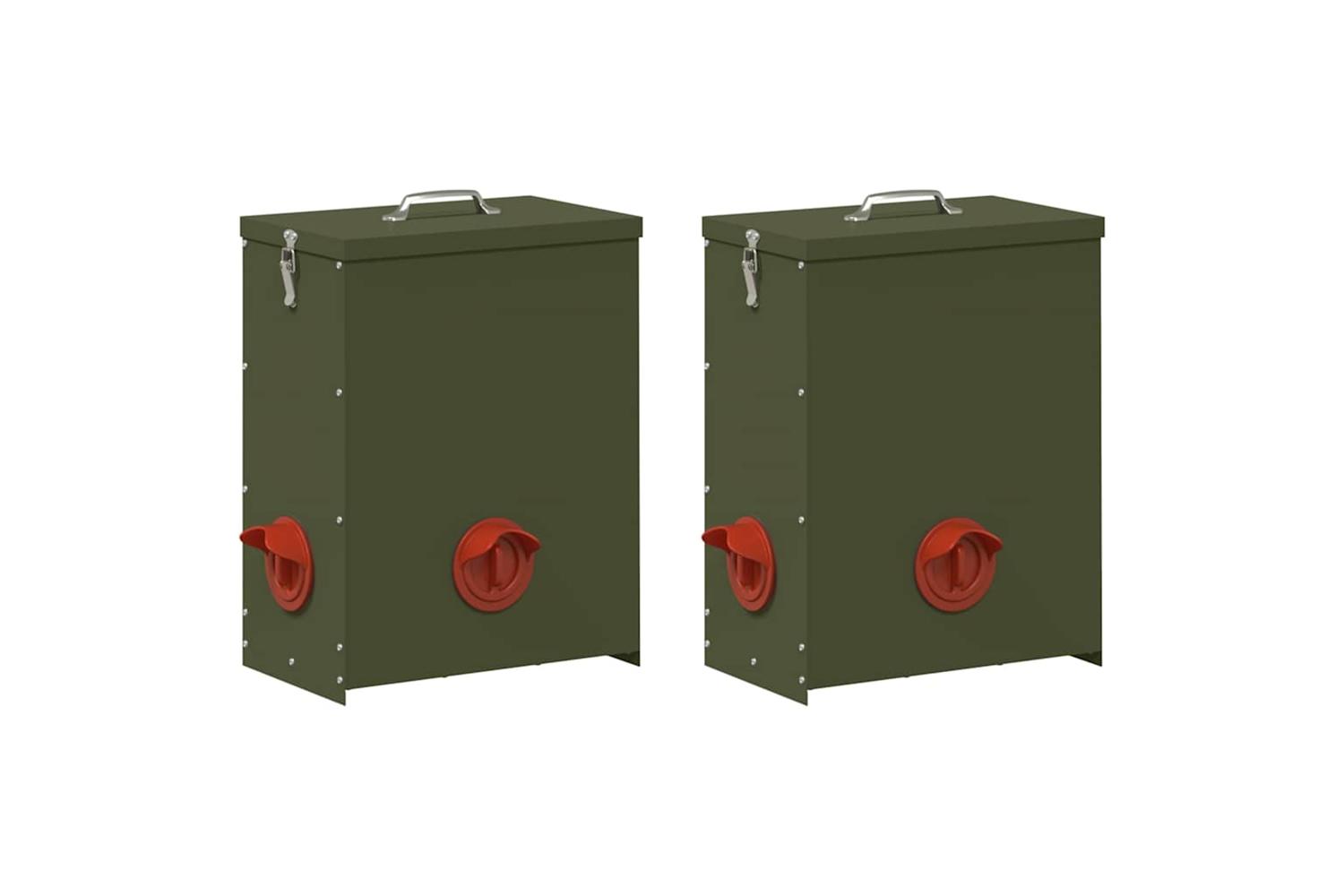 Vidaxl Chicken Feeder 2 Pcs Olive Green 325 X 205 X 43 Cm