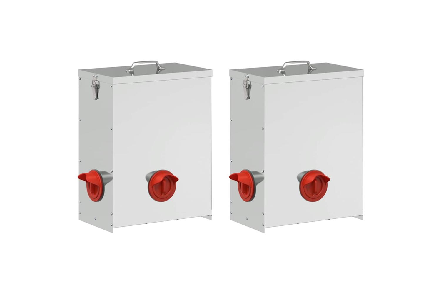 Vidaxl Chicken Feeder 2 Pcs Silver 325 X 205 X 43 Cm