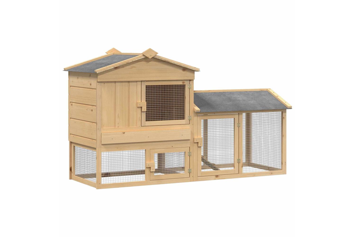Vidaxl Chicken Coop 2 Pcs Brown Solid Pine Wood