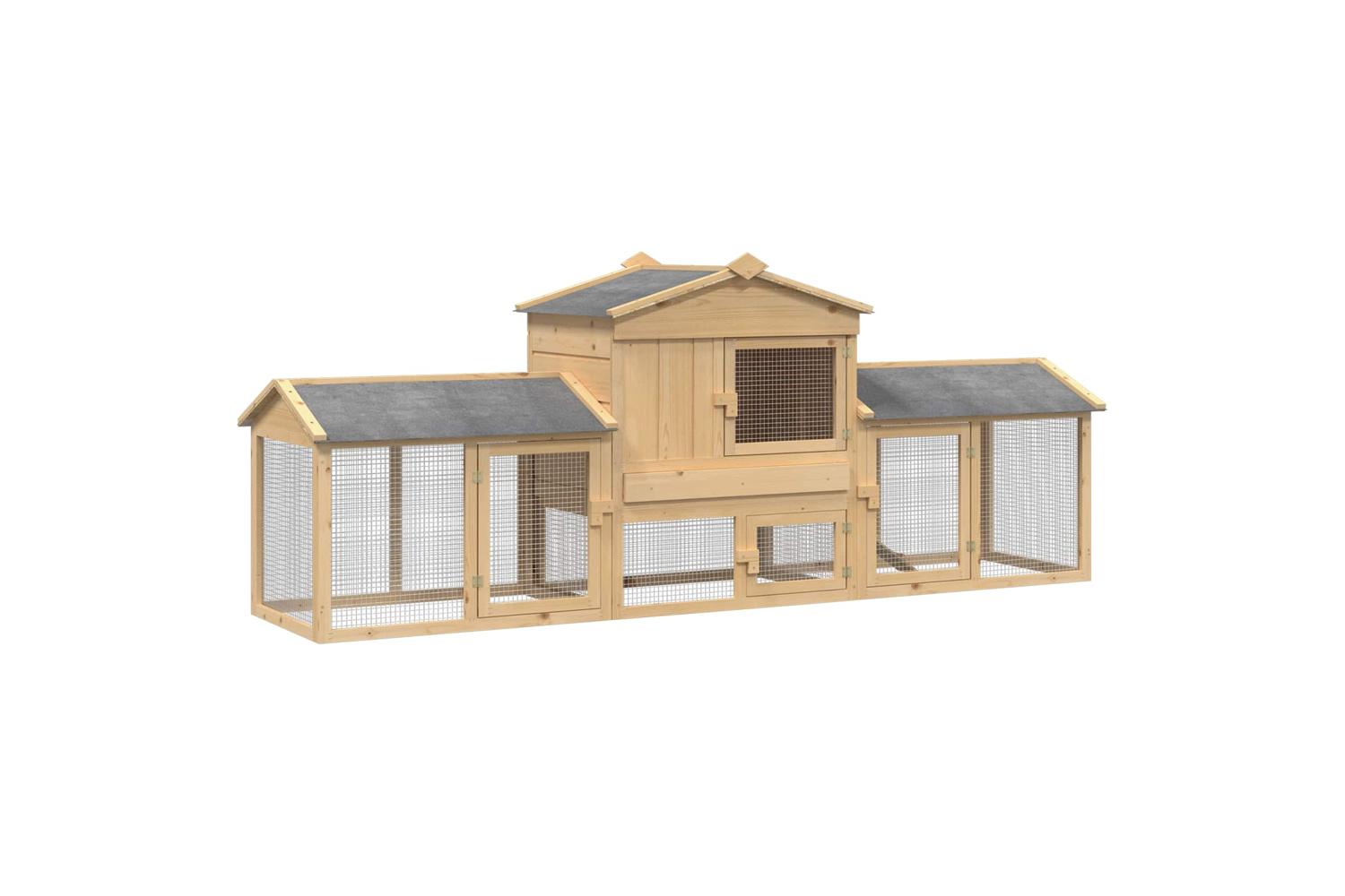 Vidaxl Chicken Coop 3 Pcs Brown Solid Pine Wood