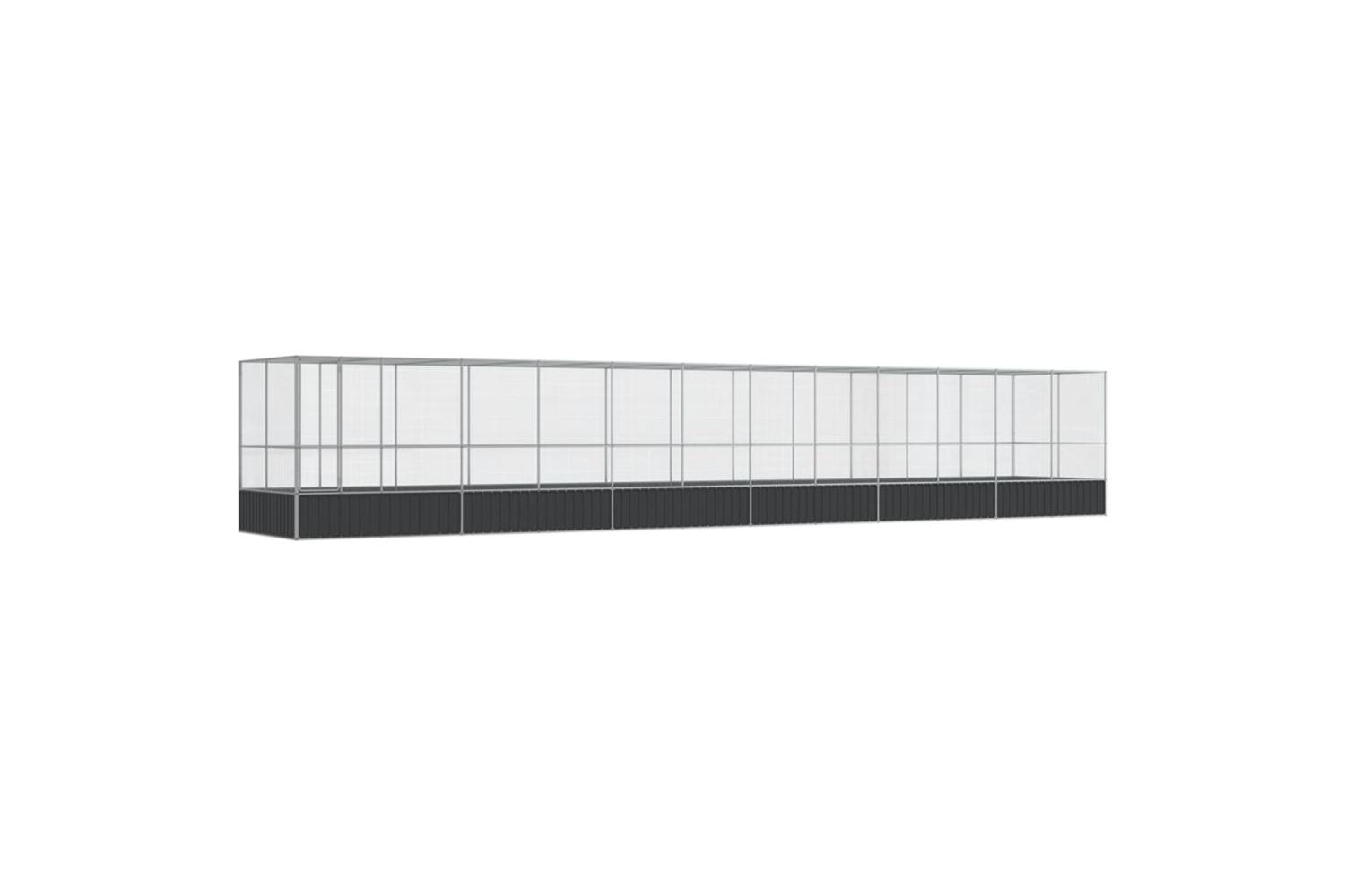 Vidaxl Aviary With Extension Silver 1246x207x212 Cm Steel