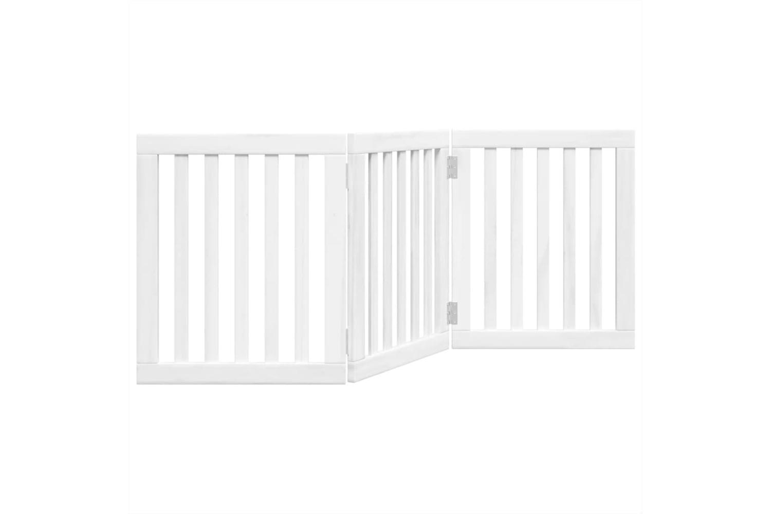 Vidaxl Dog Gate Foldable 3 Panels White 150 Cm Poplar Wood