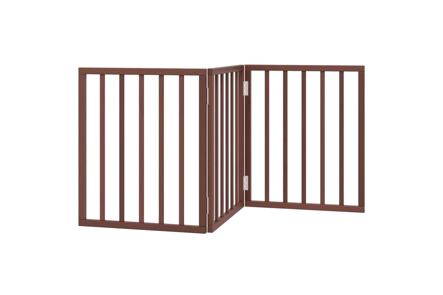 Vidaxl Dog Gate Foldable 3 Panels Brown 150 Cm Poplar Wood