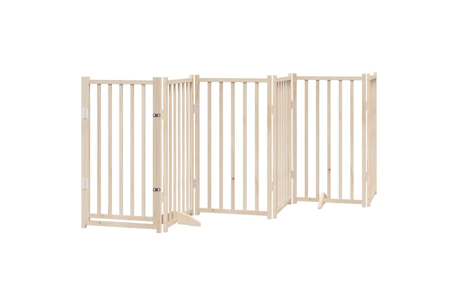 Vidaxl Dog Gate With Door Foldable 6 Panels 300 Cm Solid Wood Fir