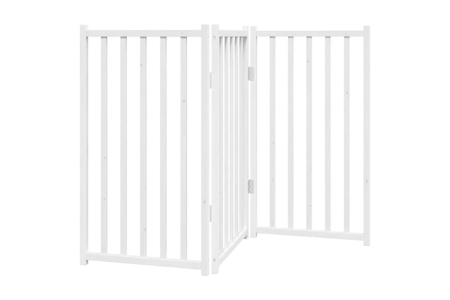 Vidaxl Dog Gate Foldable 3 Panels White 150 Cm Solid Wood Fir