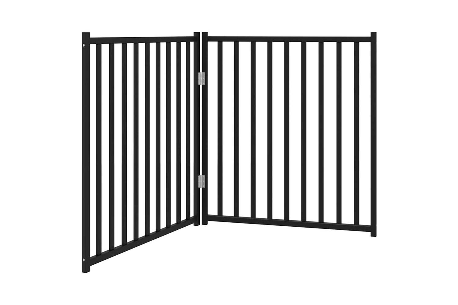 Vidaxl Dog Gate Foldable 2 Panels Black 160 Cm Solid Wood Fir
