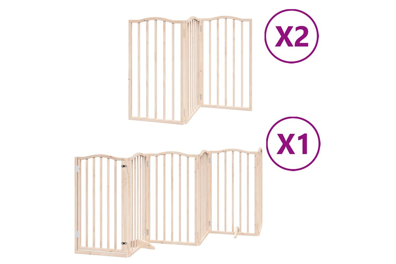 Vidaxl Dog Gate With Door Foldable 12 Panels 600 Cm Poplar Wood