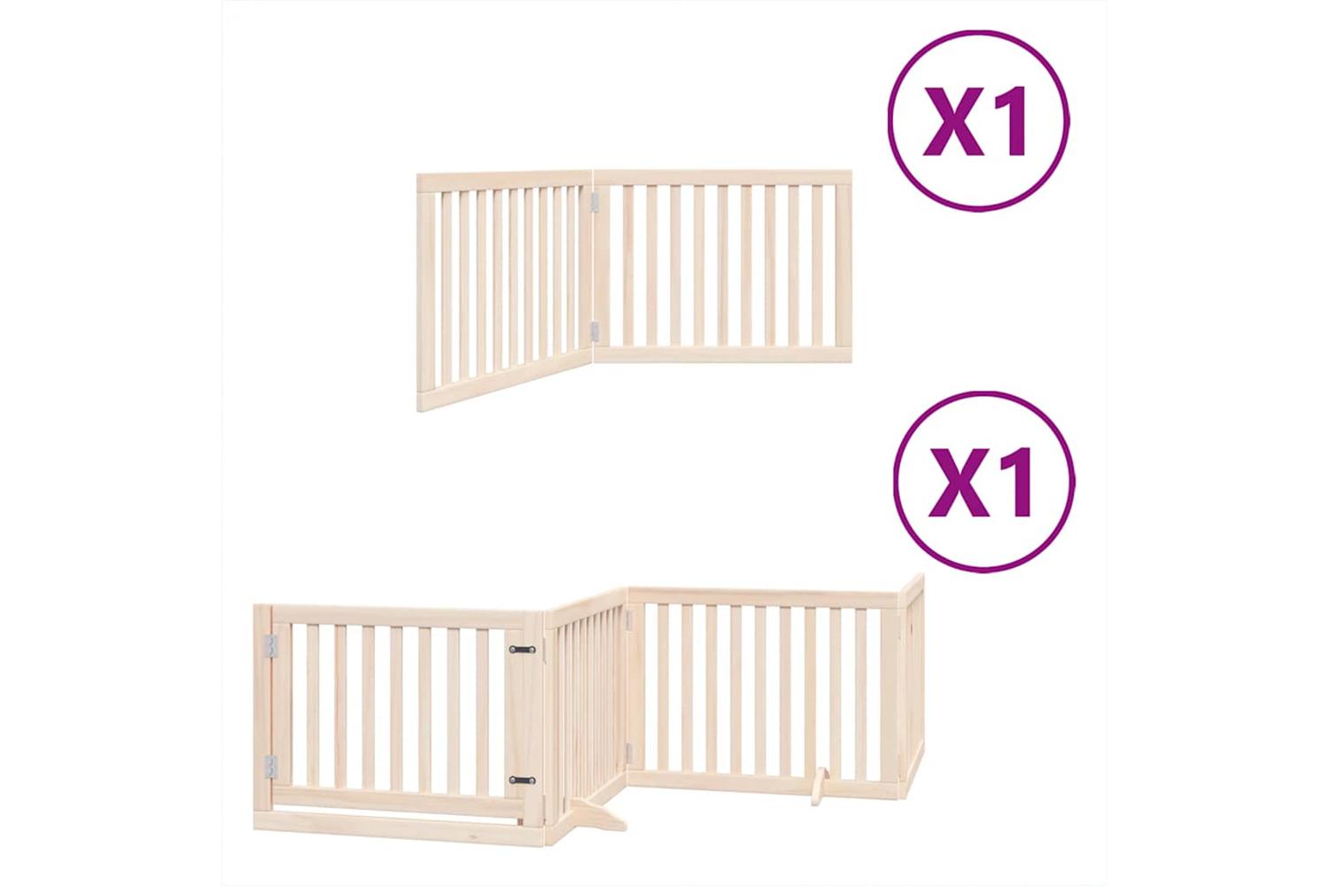 Vidaxl Dog Gate With Door Foldable 6 Panels 480 Cm Poplar Wood