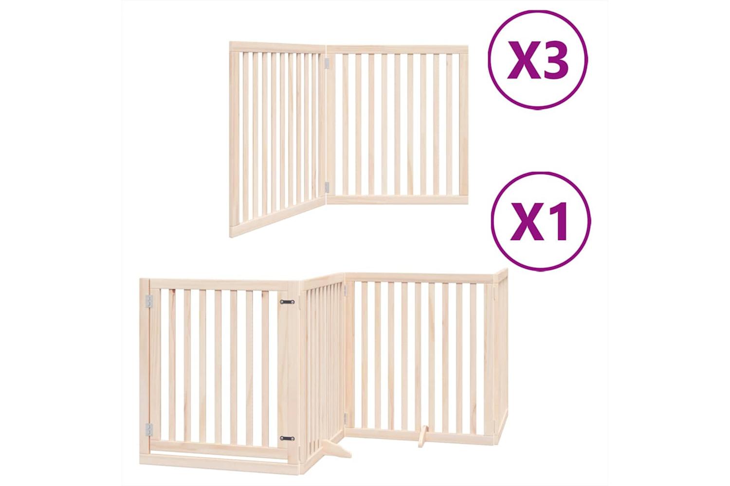 Vidaxl Dog Gate With Door Foldable 10 Panels 800 Cm Poplar Wood