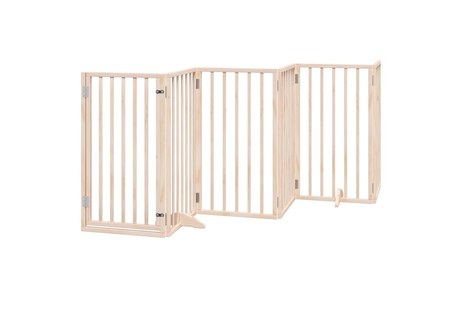 Vidaxl Dog Gate With Door Foldable 6 Panels 300 Cm Poplar Wood