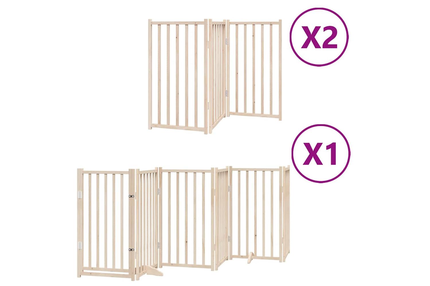 Vidaxl Dog Gate With Door Foldable 12 Panels 600 Cm Poplar Wood