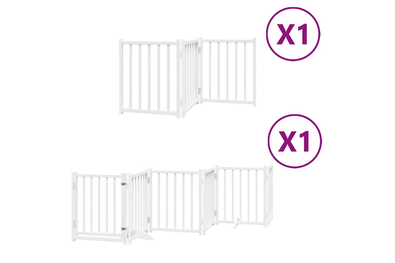 Vidaxl Dog Gate With Door Foldable 9 Panels White 450 Cm Poplar Wood