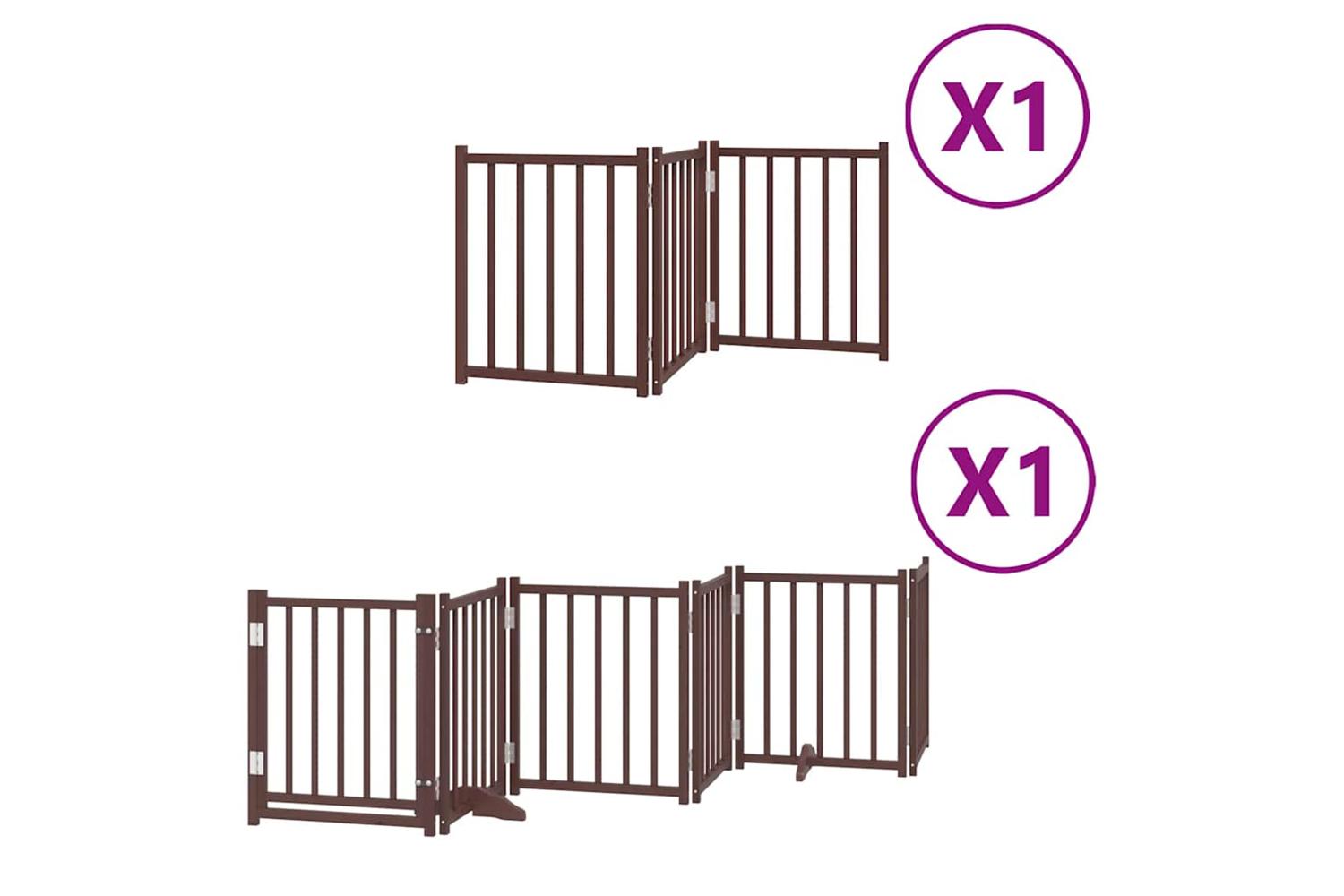 Vidaxl Dog Gate With Door Foldable 9 Panels Brown 450 Cm Poplar Wood